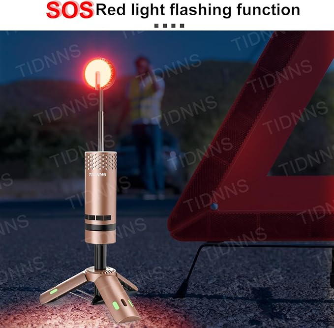 Camping Lights Rechargeable, Detachable Camping Lantern with Stand, Telescopic Waterproof Camp Lamp, Magnetic Work Hanging Light, LED Tent Flashlights for Emergency (Rose Gold Pro)