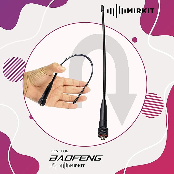 Dual Band Antenna Upgraded MP-701 SMA Female Antenna for Baofeng Accessories, VHF/uhf (144/430mhz) 50Watt, 8.3 inch Whip Antenna - Flexible Antena Handheld for UV82 UV5R BF-F8HP UV-5RA UV-5RE UV-5R