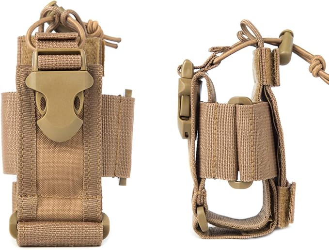 LUITON Tactical Molle Radio Pouch - Heavy Duty Holster Bag for Two-Way Walkie Talkies (Tan)