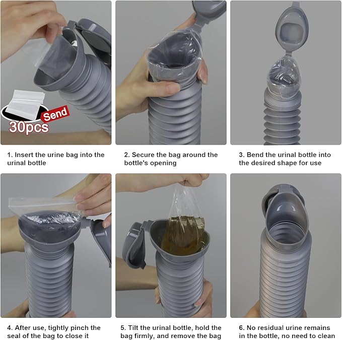 Pee Bottles for Men, Collapsible Urine Bottle 750ML, Portable Urinal for Women, Emergency Urinal Spill Proof Pocket Toilet for Car, Travel Urinals Potty for Camping, Traffic Jam, Road Trips, Hiking