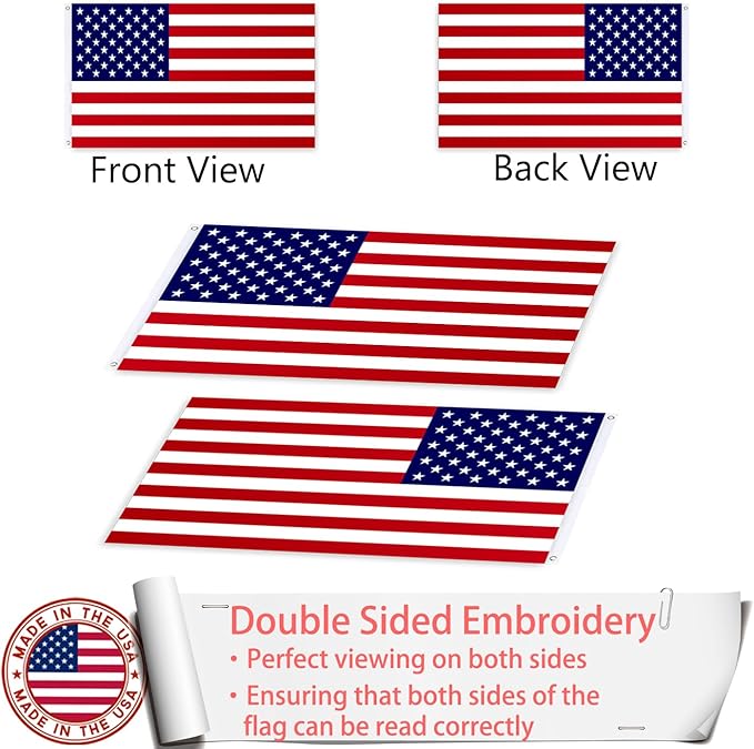 American Flag 12x18 Inches, Embroidery 50 Stars Ensign Nautical US Boat Flags with 2 Brass Grommets, Heavy Duty Nylon Outdoor Small American Flag for Boat, ATV and UTV