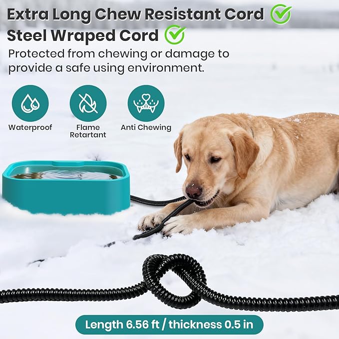 IPOW Extra Large Heated Water Bowl with 5 Layers Design for Heating & Heat Preservation Provides Drinkable Water & Food in Winter Heated Pet Bowl for Cat Rabbit Chicken Duck Squirrel, 194 fl oz