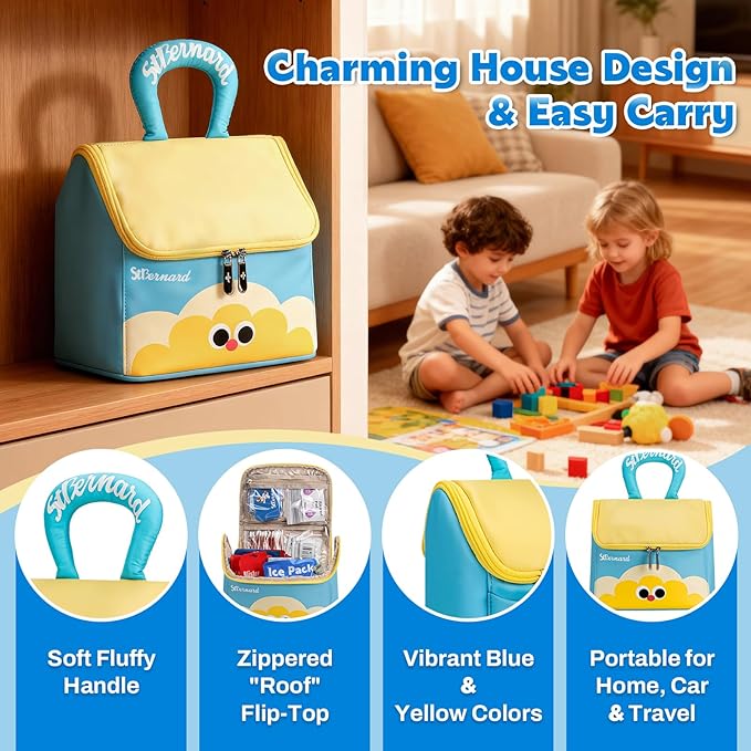 StBernard Guardian Cottage First Aid Kit, Home Medical Kit with Cute Bandages, Triple Antibiotic for Daily Boo-Boos, Suits for Home, School, Dorm, Car
