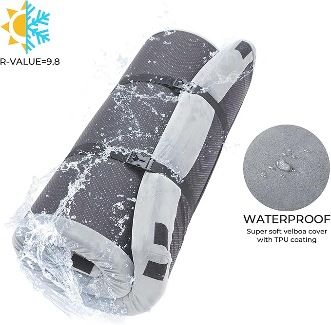 Kingfun 3 Inch CertiPUR-US Memory Foam Camping Mattress, Waterproof Roll up Sleeping Pad for Adults, Comfortable Thick Floor Sleeping Mats for Car Truck Tent with Removable Travel Bag