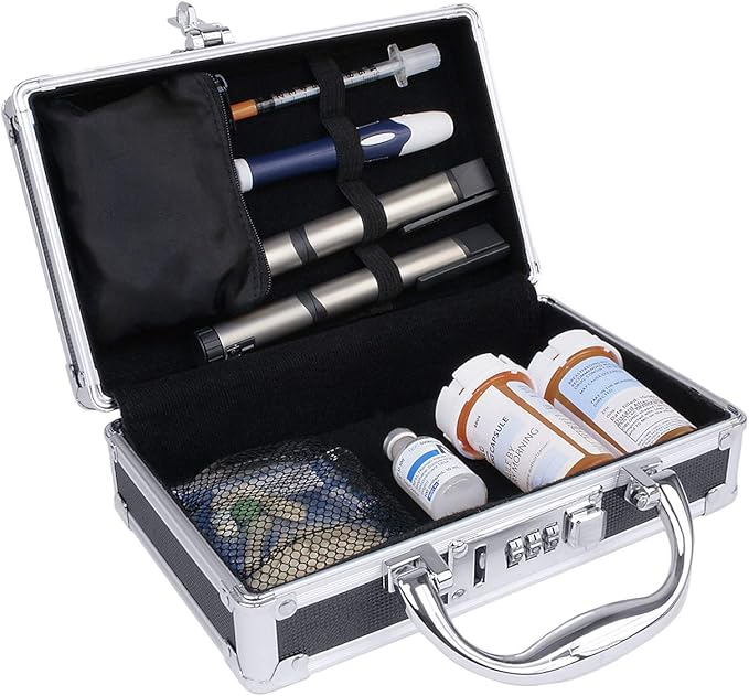 Vaultz Medicine Safe Case w/ Combination Lock - Pack of 3 Cases, 8.35 x 5 x 2.5" - Black