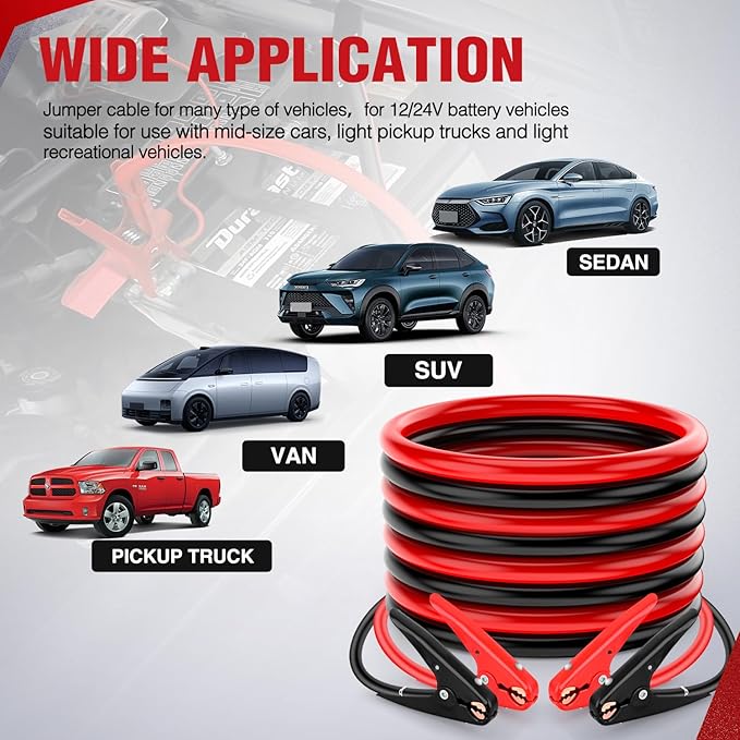 Nilight Jumper Cables for Car Battery 2 Gauge 20 FT Booster Cable Heavy Duty 800 A CCA with Carrying Bag Jump Start Emergency Kit Pickup Truck RV Vans SUV