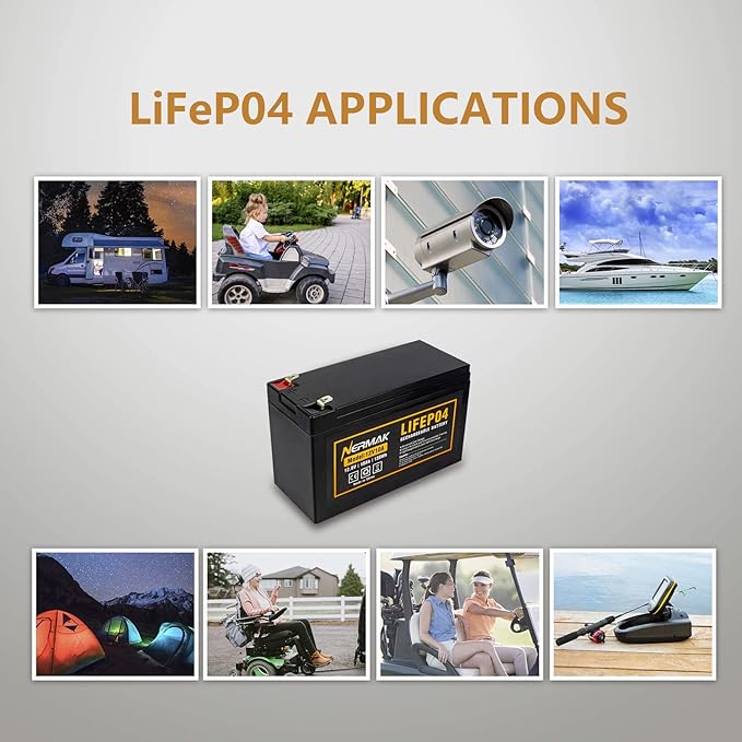 2 Pack 12V 10Ah Lithium Ion LiFePO4 Deep Cycle Battery, 2000+ Cycles Rechargeable Battery for Solar/Wind Power, Scooters, Lighting, Power Wheels, Fish Finder Built-in 10A BMS
