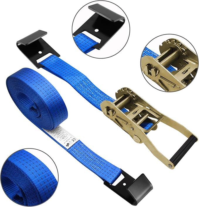 4Pack 2in 30ft Ratchet Strap Flat Hook Blue Heavy Duty Flatbed Straps for Trailer Tie Down Straps Box Truck Accessories Cargo Loading 10000lbs Breaking Load
