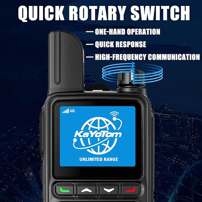 KAYOTOM Lifetime Free Global Walkie Talkies Unlimited Range PTT Push-to-Talk Over Cellular Nationwide 5000 Miles POC 4G Handheld Long Range Two Way Radio for Team (with Charge Dock, 7-Packs)