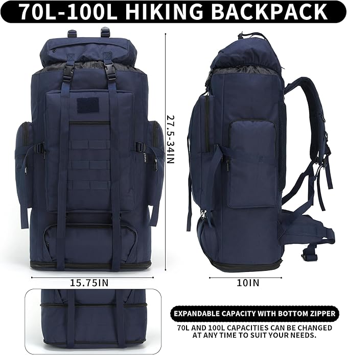 Hiking Backpack for Men 70L/100L Camping Backpack Military Rucksack Molle 3 Days Assault Pack for Climbing