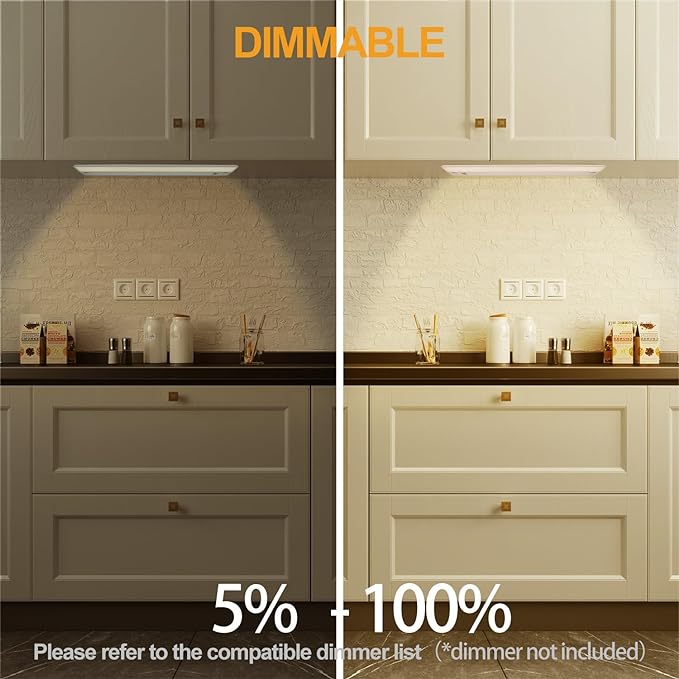 Ansen 3Packs of Under Cabinet Lights for Kitchen, 24in 18W 1237LM, Dimmable Hardwire Led Light for Closet, CRI>92, R9>90, 3 Color Temperature 3000K/4000K/5000K(Warm White, Cool White, Daylight)