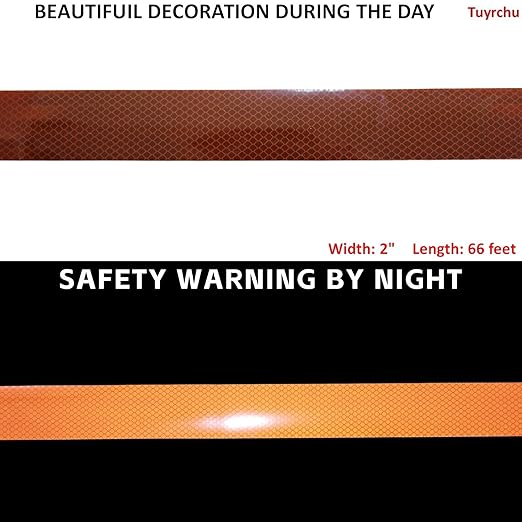 Brown Non Fading Reflective Tape Outdoor Waterproof 2 inch Wide for Truck, High Visibility Safety Adhesive Stickers (66 feet)