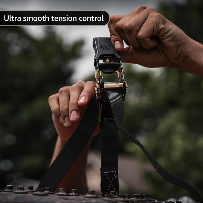 JACO Ratchet Tie Down Straps - 1 inch x 15 ft (Pack of 4) | 1,823 lbs (Black)