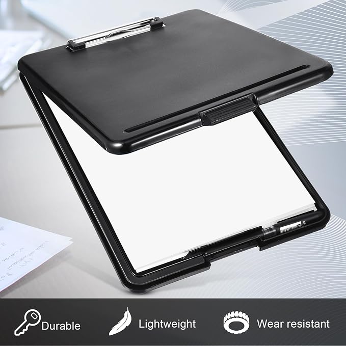 Mimorou 10 Pcs Clipboard with Storage Plastic Nursing Clipboard 9.5 x 13.5 Inch with Low Profile Clip Foldable Clip Board with Storage for Home Office Back to School Supplies