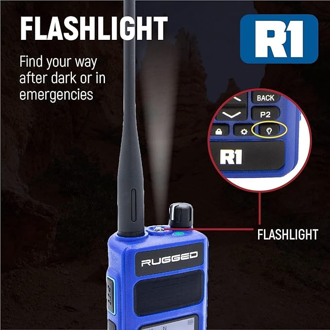 Rugged Radios 2-Pack Two Way Handheld Radio Walkie Talkie for Business Schools Churches Construction - Features Long Range Dual Band VHF UHF and Rechargeable Battery