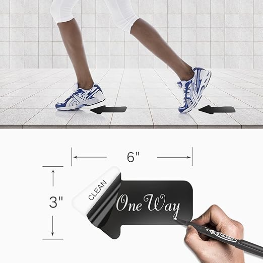 EVQ Arrow Floor Sticker Tape 3"×6" Arrow Floor Marking Sticker Sign 200 PCS Arrow Decal Tape Black