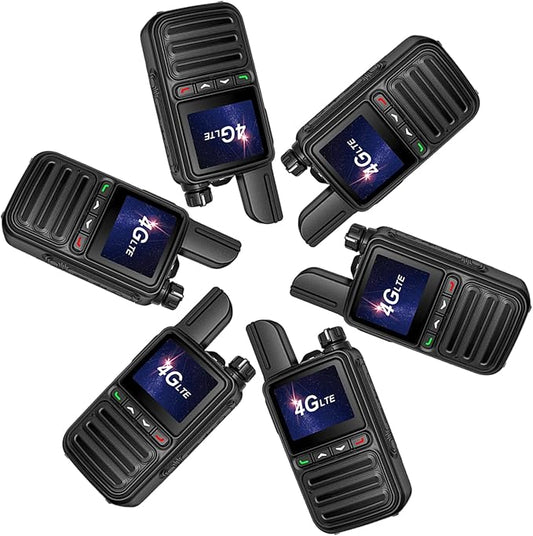 6 Pack Nationwide Unlimited Range Walkie Talkies Poc Two-Way Radio Long Range,Pre-Installed SIM Card (Free for Life) Suitable for Fleet Dispatch/Construction Site Collaboration/Family Emergencies