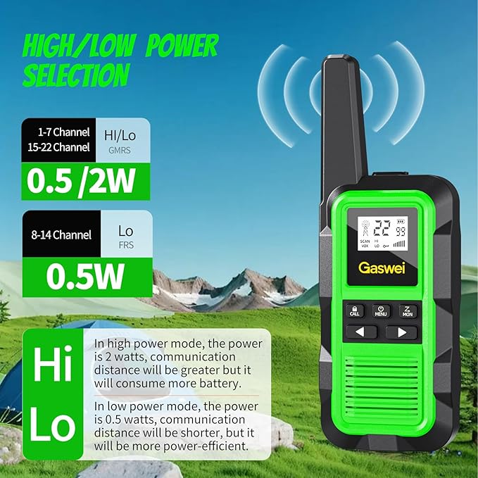 G2pro Walkie Talkies Long Range for Adults, Waterproof, Shock Resistant & Rechargeable Two-Way Radio with VOX 2 Pack(Green)