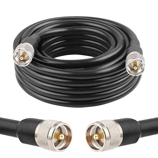 PL259 UHF Cable 25ft, KMR400 PL259 Male to Male Coaxial Cable Low Loss CB Coax Cable for HAM Radio, VHF Radio, SWR Meter, Antenna Analy