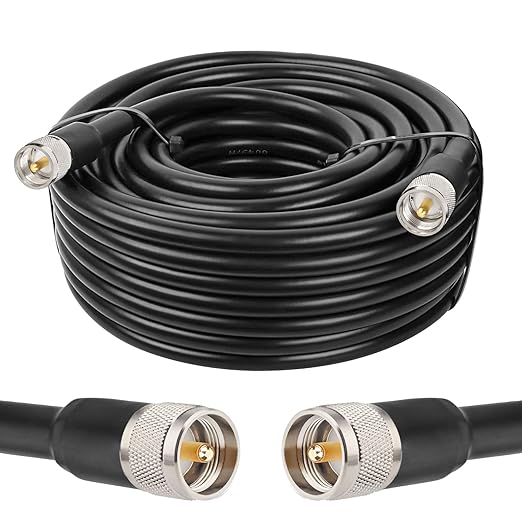 50ft KMR400 PL259 Male to Male Coaxial Cable - Low Loss UHF Cable for HAM Radio, VHF Radio, SWR Meter, Antenna Analyzer