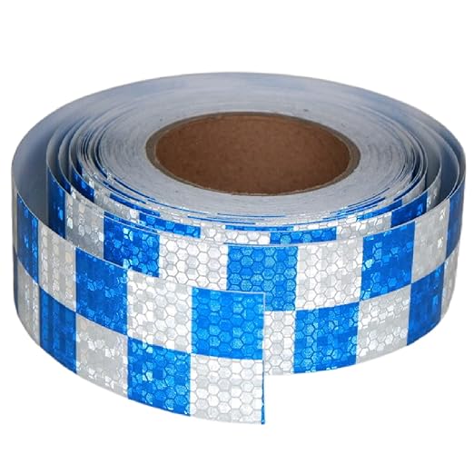 Reflective Tape Blue and White 2 inch Wide for Cars, Outdoor Waterproof High Visibility Safety Warning Adhesive Strips (66 feet)