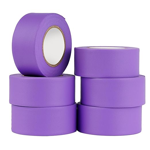 GEYYANG Purple Flagging Tape 6 Pack, Non Adhesive Plastic Ribbon Neon Marking Tape, Hunting Trail Tape, Boundaries and Hazardous Areas Marking, 1.18 in * 98 ft, 3.35 Mil Thick