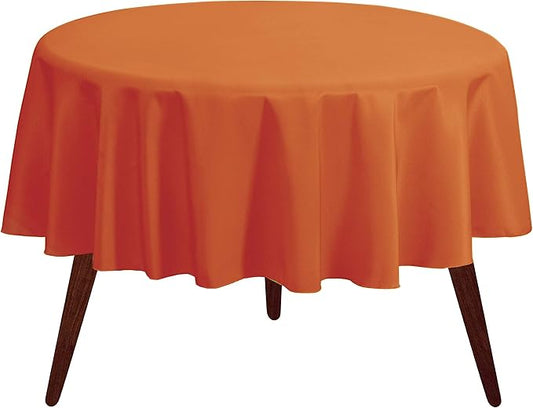 Gee Di Moda Round Tablecloth - 90 Inch Orange Round Table Cloth for 30 to 60 Inch Round Tables - Heavy Duty Washable Fabric - for Buffet Table, Holiday Party, Dinner, Wedding & Baby Shower