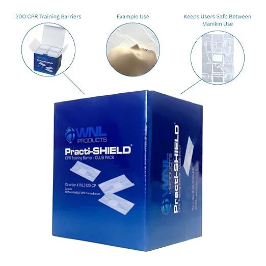 WNL Products WL3120CP CPR Practi-Shield Manikin Training Protector - 200 Shields