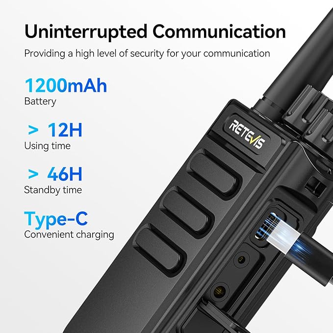 Retevis MateTalk P4 Digital Walkie Talkies with Earpice, Dual Mode, Compatible with Motorola Radio,Long Range Waterproof 2 Way Radio for Adults, Rechargeable, Type-C, VOX, DMR Radio for Hotel(2 Pack)
