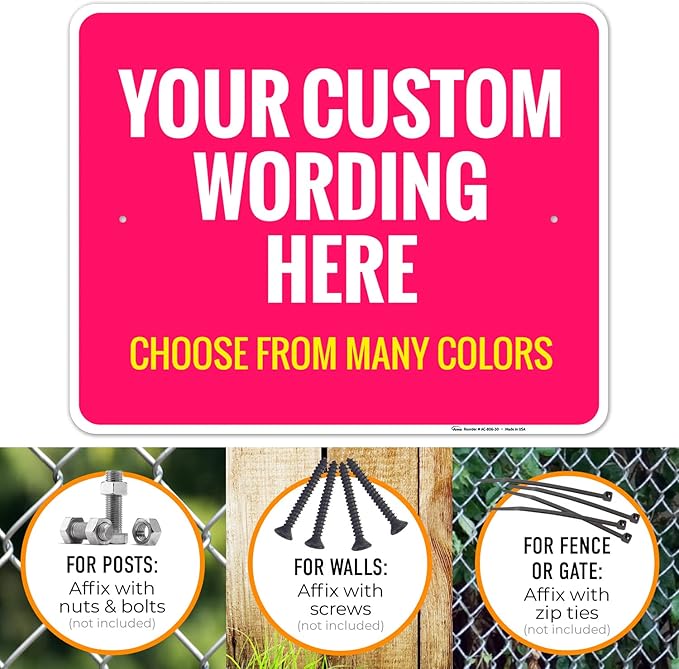 Custom Personalized Signs For Home, Office, Business, Delivery, Decor, Indoor/Outdoor Use Yellow Sign, 24x30 Aluminum Inches, Rust Free .063 Aluminum, Fade Resistant, Made in USA