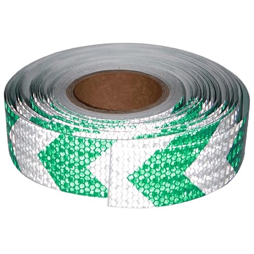 Reflective Tape Green and White 2 Inch x 168 Feet, Outdoor Waterproof Warning Reflector, Night Safety Stickers for Bicycles