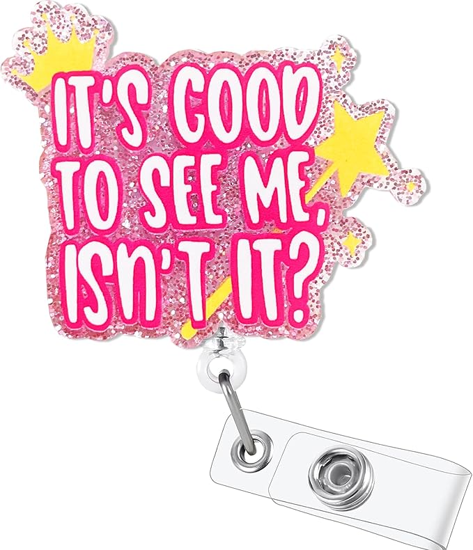 It's Good to See Me Badge Reel Nursing Badge Holders Retractable Badge Clip RN LN CNA Mental Health Nurse Badge Accessories for Work