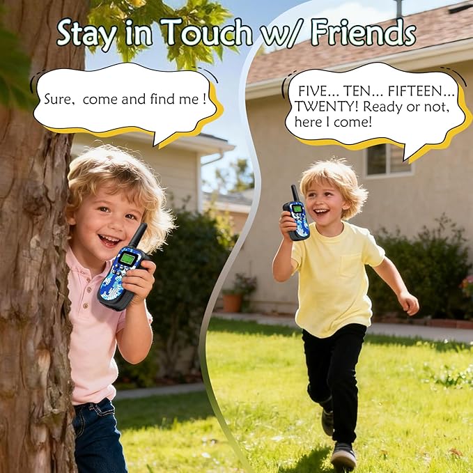 Kids Walkie Talkies,3 Pack 22 Channels 2 Way Radio Toy with Flashlight and LCD Screen,3KM Range Walkie Talkies for Kids Outside Adventures, Camping, Hiking