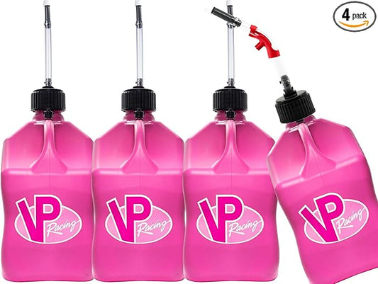 VP Racing Utility Container 5.5 Gallon - 4 Pack With 4 Deluxe Hoses and a Get Bent Hose Bender (Pink, 4 Pack)