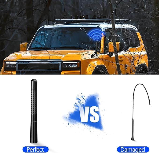 Car Radio Antenna 4.7 Inch Carbon Fiber Waterproof Car Antenna Replacement Vehicle AM FM Stereo Radio Antennas, Aluminum Short Truck Antennas for Cars Trucks Pickups SUVs