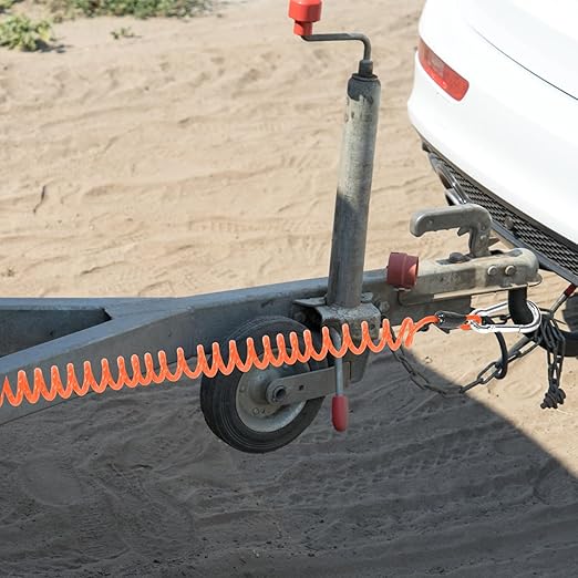 4pcs 183cm/6ft Trailer Breakaway Cable, High Rebound Emergency Brake Cable with Spring Coiled Wire for RV Trailer Towing Emergency Breakaway Switch, RV Camper Accessories (Orange)