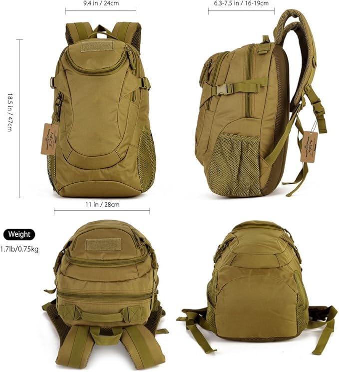 ArcEnCiel Motorcycle Backpack Tactical Military Bag for Outdoor Hiking Camping Trekking - Rain Cover+Patch Included