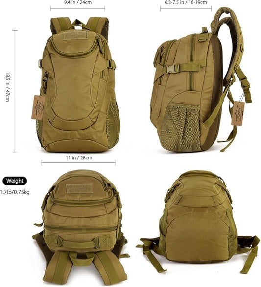 ArcEnCiel Motorcycle Backpack Tactical Military Bag for Outdoor Hiking Camping Trekking - Rain Cover+Patch Included