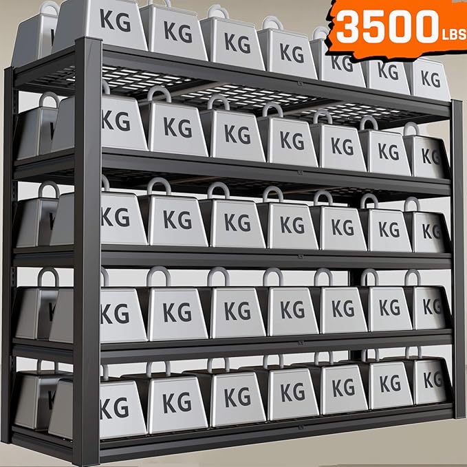 5-Tier Storage Shelves, 78" W Garage Shelving Heavy Duty Metal Adjustable Garage Shelves, Shelving Units Industrial Shelving for Warehouse, 78" W x 24" D x 78" H