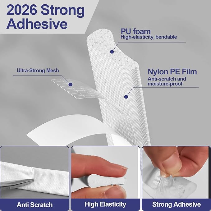 Weather Stripping Door Seal Strip, 118'' Foam Weatherstripping Window Sealer Winter, Soundproofing Self Adhesive Window Insulation Door Draft Stopper Gap Filler for Front Frame