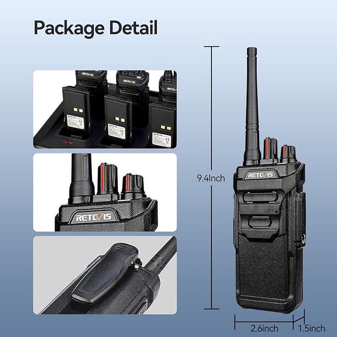 Retevis RT48 Waterproof Walkie Talkies with Mic,Heavy Duty 2 Way Radio,Professional/Business Two Way Radio with 6 Way Charger,IP67, VOX,SOS Alarm,1200mAh,for Construction Manufacturing Outdoor(6Pack)