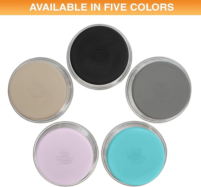 Neater Pet Brands Stainless Steel Dog Bowls with Non-Slip Rubber Bottom – 2 Cup (16 oz), Black - Set of 2 Heavy Duty Metal Dog Bowls, Dishwasher Safe, Food or Water Bowl, Ideal for Small Dogs & Cats