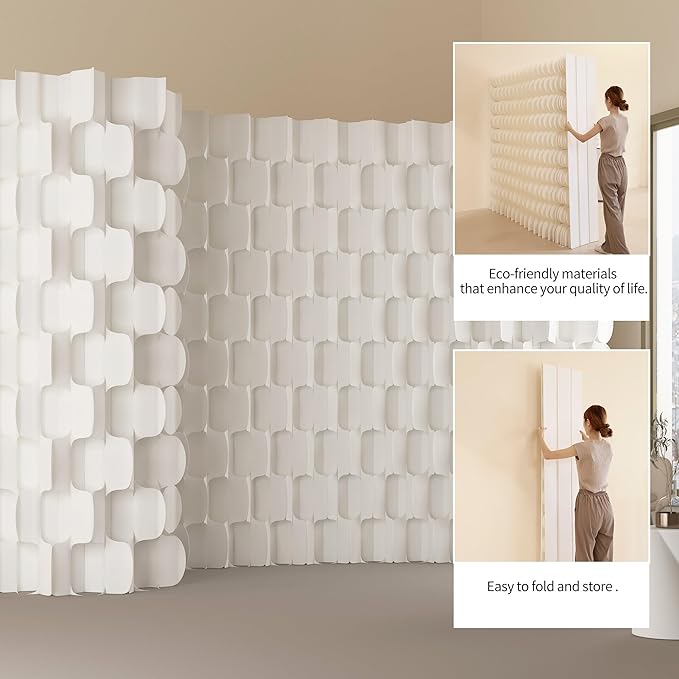 Foldable Room Divider Privacy Screens Movable Temporary Wall Space Partition, 5.25~9.19 FT Tall, 6.56~16.5 FT Width, Choice of Various Sizes and Styles