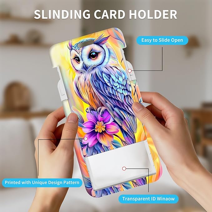 ID Badge Holder with Retractable Lanyard for Women & Men,Vertical ID Card Holder Wallet,Clear Window&Card Slot,Detachable Neck Strap for Nurse Teacher Office,Colorful Cute Owl