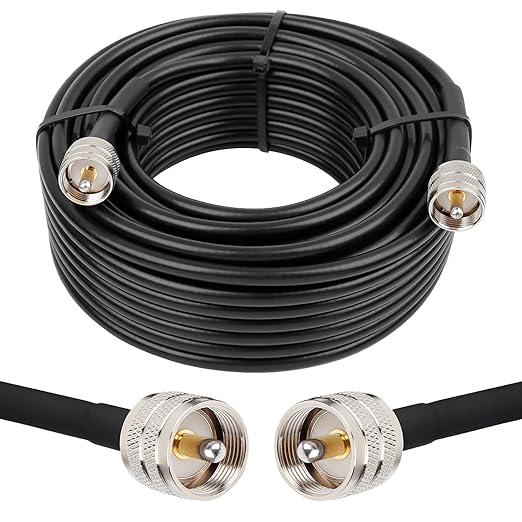 RG8x Coaxial Cable 75ft,CB Coax Cable 50 Ohm,UHF PL259 Male to Male Low Loss CB Antenna Extension for HAM Radio,VHF Radio,SWR Meter,Dummy Load,Antenna Analyzer