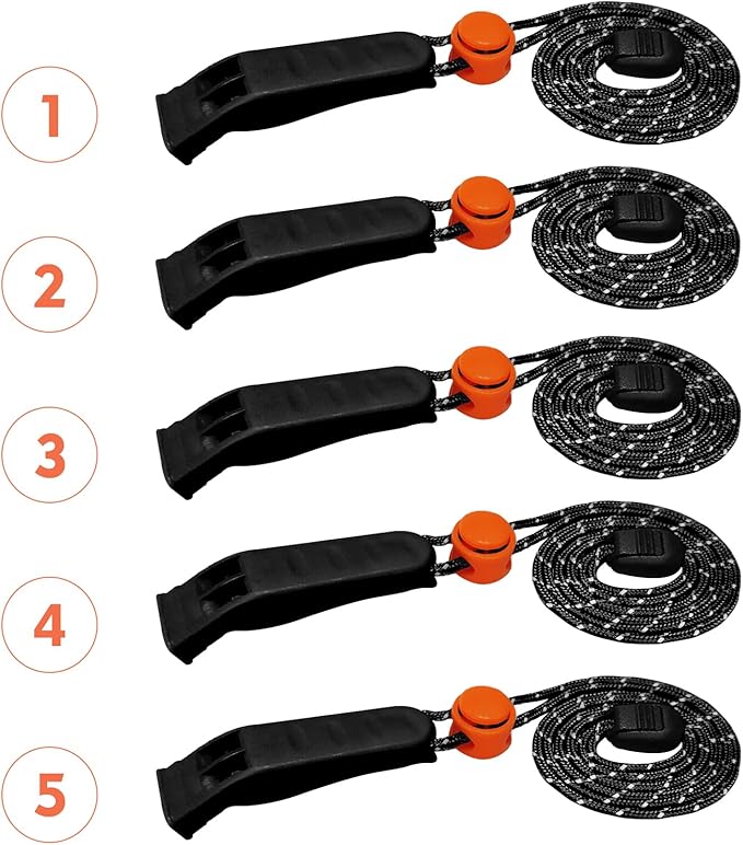 Emergency Whistle, 120db Safety Whistle Survival Shrill Loud for Camping Hiking Hunting Boating Fishing Life Vest Jacket Rescue Signaling Kids Lifeguard 5 Pack