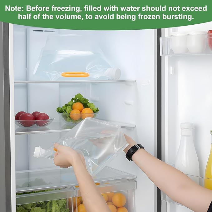 20Pcs 1.3Gallon Collapsibles Water Container Bag Bulk, Emergency Container Carrier Water Bottles, Freezable Waters Storage Jug, BPA Free Food Grade Clear Plastic for Outdoor Camping Riding