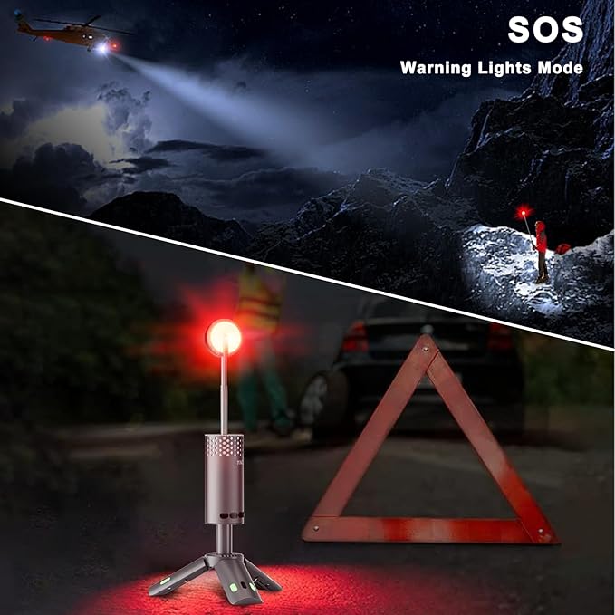 Camping Lights Rechargeable, Detachable Camping Lantern with Stand, Telescopic Waterproof Camp Lamp, Magnetic Work Hanging Light, LED Tent Flashlights for Emergency (Gray)
