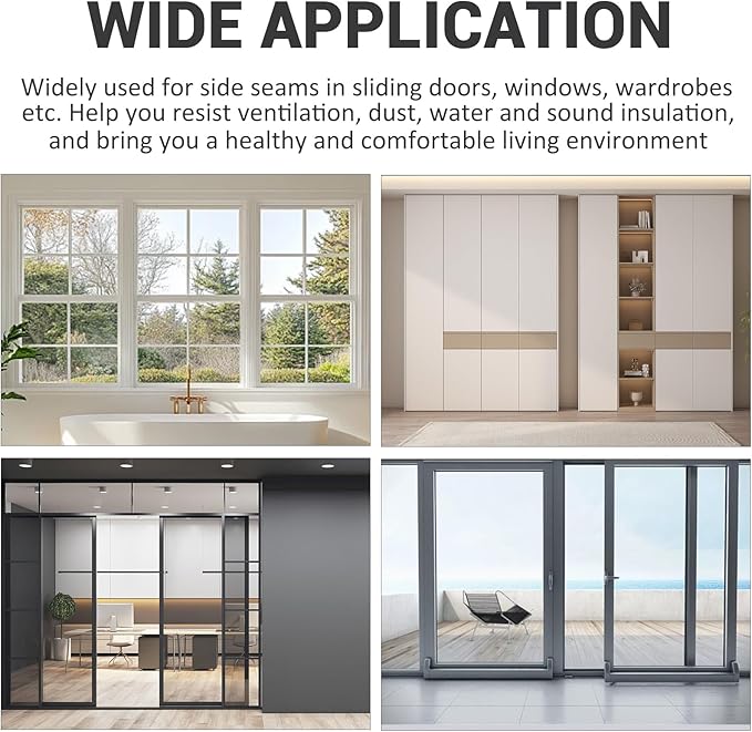 33 Ft Self-Adhesive Weather Stripping Seal for Doors and Windows, 0.35" Wide x 0.6" Thick, Gray - Soundproof, Windproof, Dustproof, Energy-Efficient Gap Filler for Sliding Windows and Door Frames