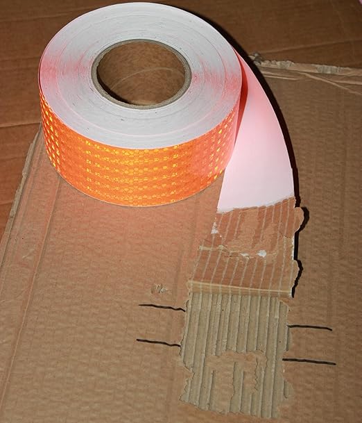 Orange Reflective Tape Outdoor Waterproof 3 inch Wide, High Visibility Industrial Marking Tape, Safety Adhesive Stickers (68 feet,5 Rolls)